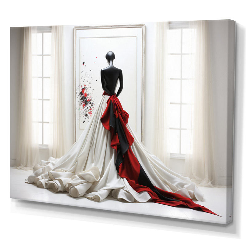 Rebouche Fashion - robe rouge élégance dévoilée II - imprimé, H 24 po x l 32 po x P 1 po, Toile tendue