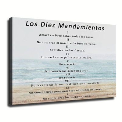 Los 10 Mandamientos Art mural Los Diez Mandamientos décoration murale En EspañOl Para Pared écriture 10 commandements toile chrétienne P