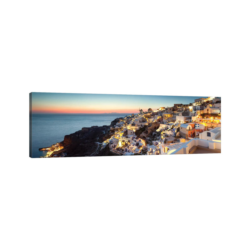 Oia At Sunset, Santorini, Greece by Matteo Colombo - Wrapped Canvas Panoramic Print, 30.48 cm H x 91.44 cm W x 3.175 cm D