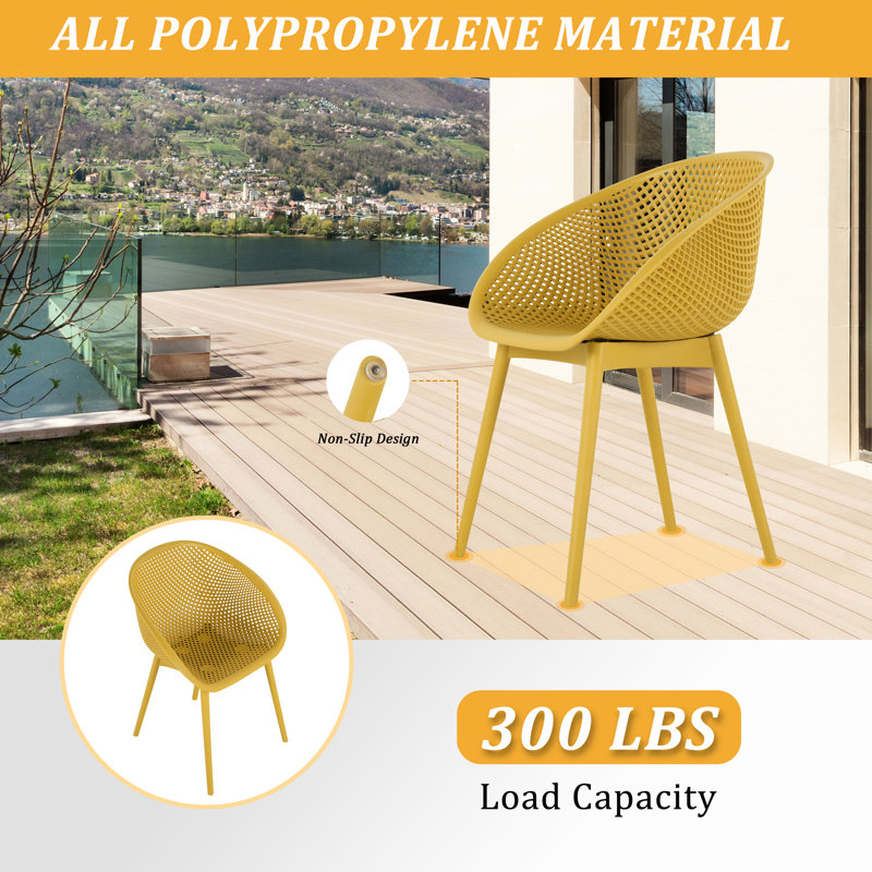 2 chaises longues toutes saisons en polypropylène, Jaune terreux