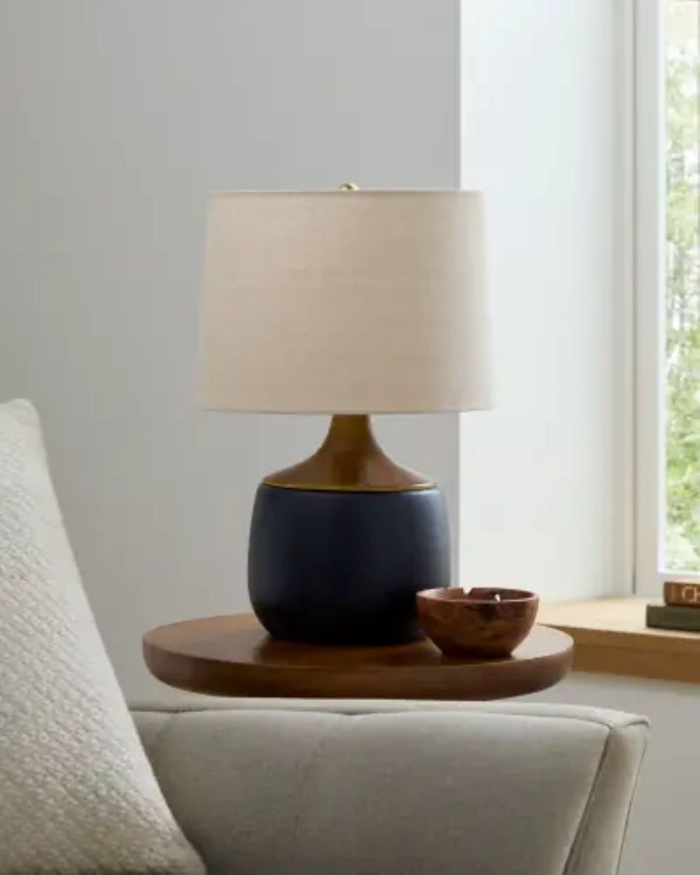 Ceramic Table Lamp, Navy, Beige