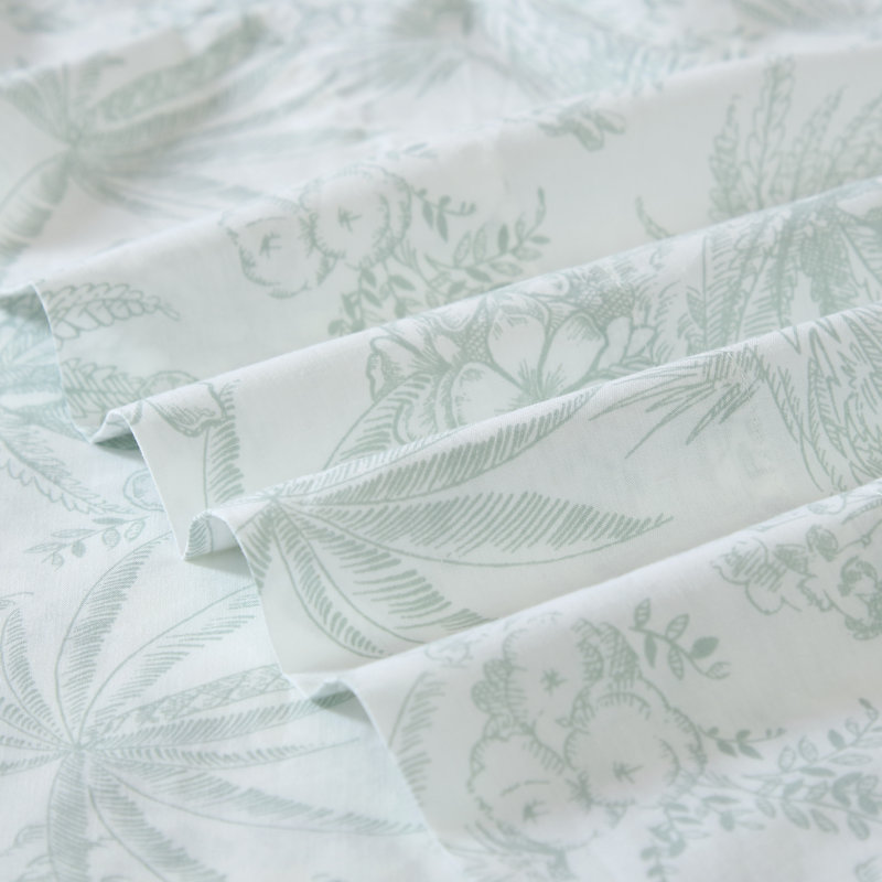 Pen and Ink Green Cotton Percale Queen Sheet Set