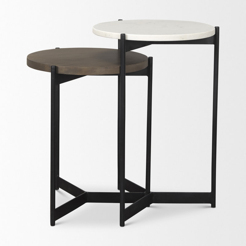 Ivelisse Nesting End Table, White/Dark Brown