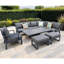 Aluminium 9 Seater Corner Sofa Rising Table Set With Armchair And Stool