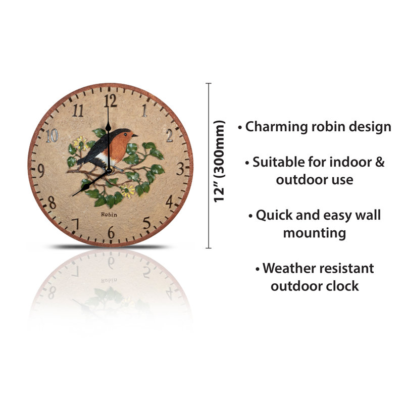 Tabatiere 30cm Robin Indoor and Outdoor  Wall Clock