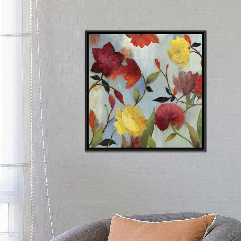 «Wildflowers II», reproduction sur toile, H 18 po x l 18 po x P 1,5 po, Toile avec cadre noir, Pas de tapis