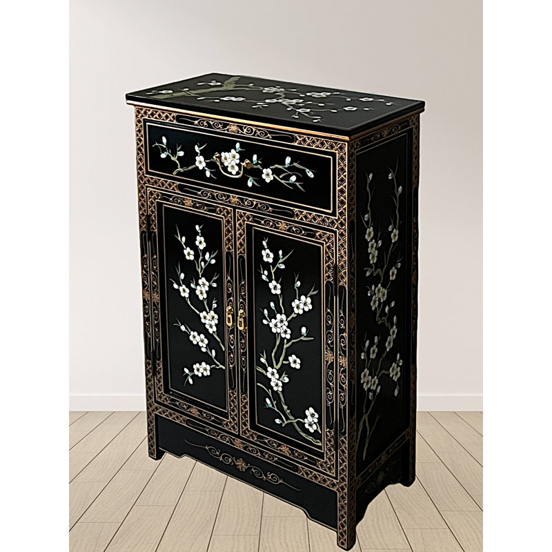 Hand Painted Blossom Accent Cabinet