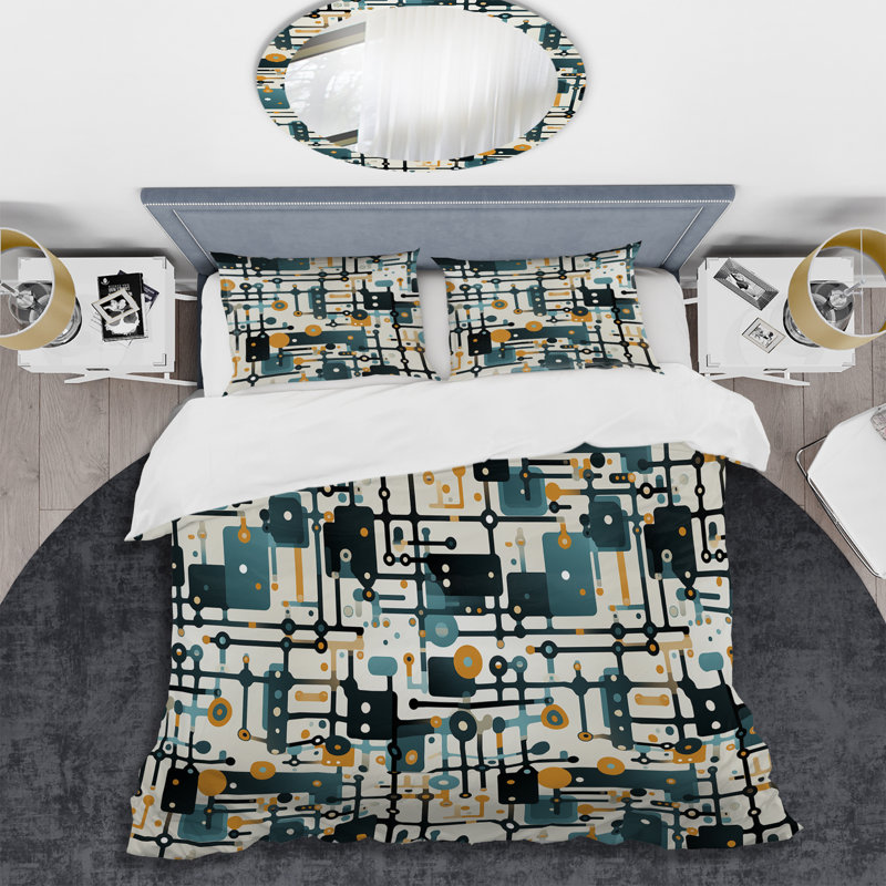 Industrial Influence Geometric - Ensemble de housse de couette géométrique, Housse de couette pour grand lit et 2 taies décor