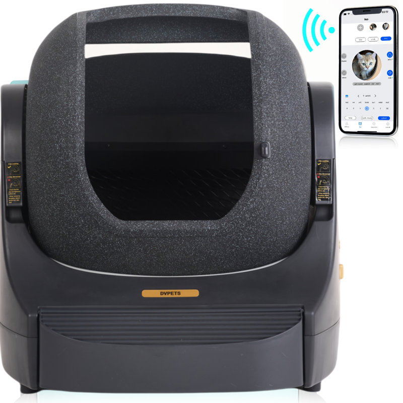 Der Vierbeiner Open-top Automatic Cat Litter Box, Self Cleaning Cat Litter Box For Multiple Cats, App Control Smart Cat Litter Box With Mat