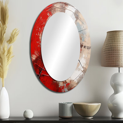 Miroir mural rouge gris majestueux - Spirale ovale rouge