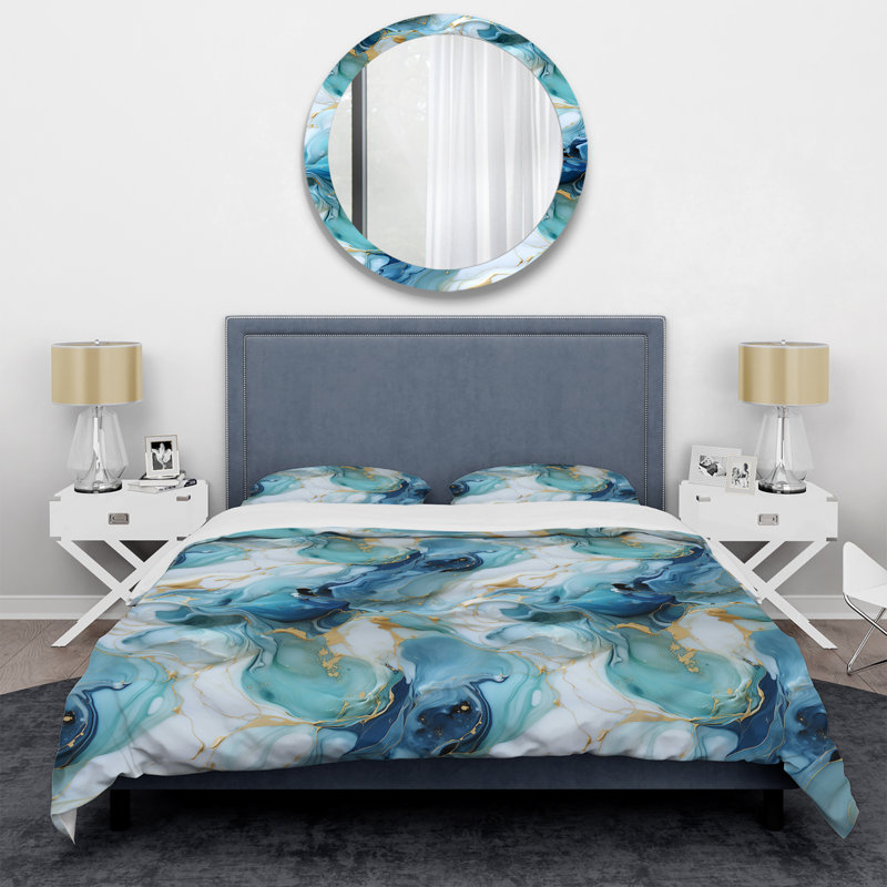 Literie bord de mer bleu côtier III, Housse de couette simple + 1 taie décorative stan