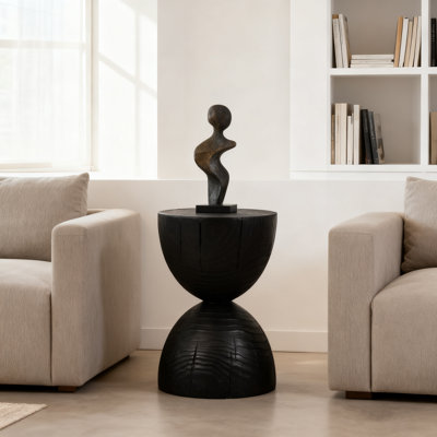 12.2“ Round End Table Coffee Table Black