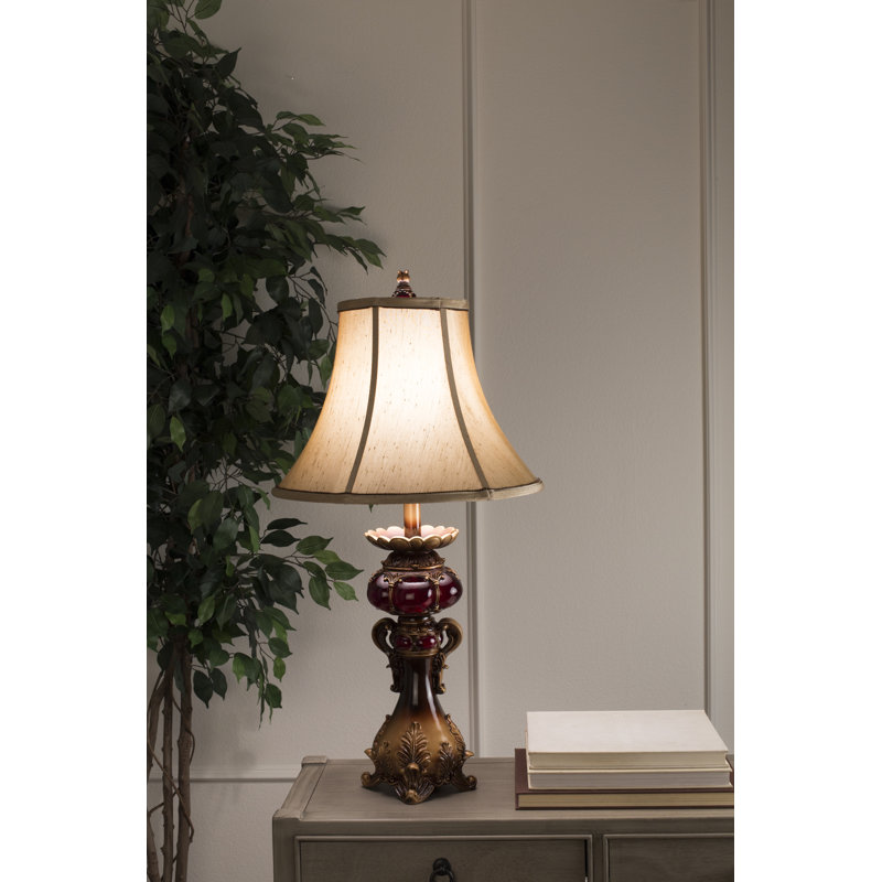 Dickerson Table Lamp, Antique Bronze and Ruby, 60 W