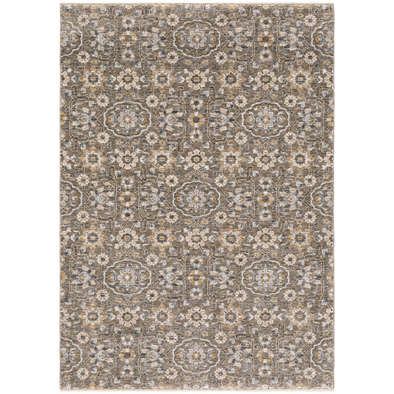 Tapis brun tissé à la machine Milbury, Rectangle 5 pi 3 po x 7 pi 9 po