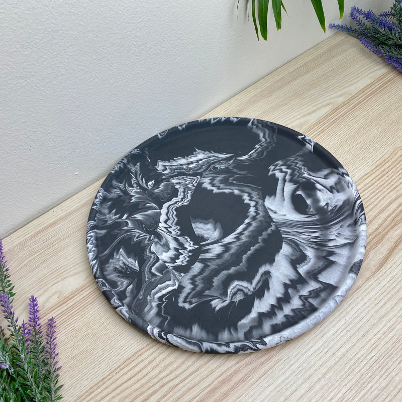 Large Round Tray/ Decorative Plate, Black