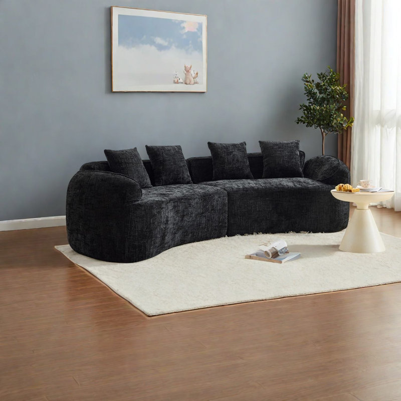 Compression Sofas, 109 Inch Foam Spring Modern Curved Couch for Home