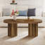 47.2"Wooden Oval Coffee Table With Slatted Cylindrical Legs