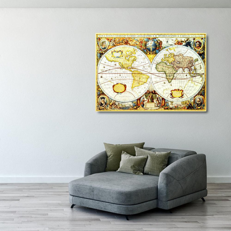 Carte du monde III, H 28 po x l 40 po
