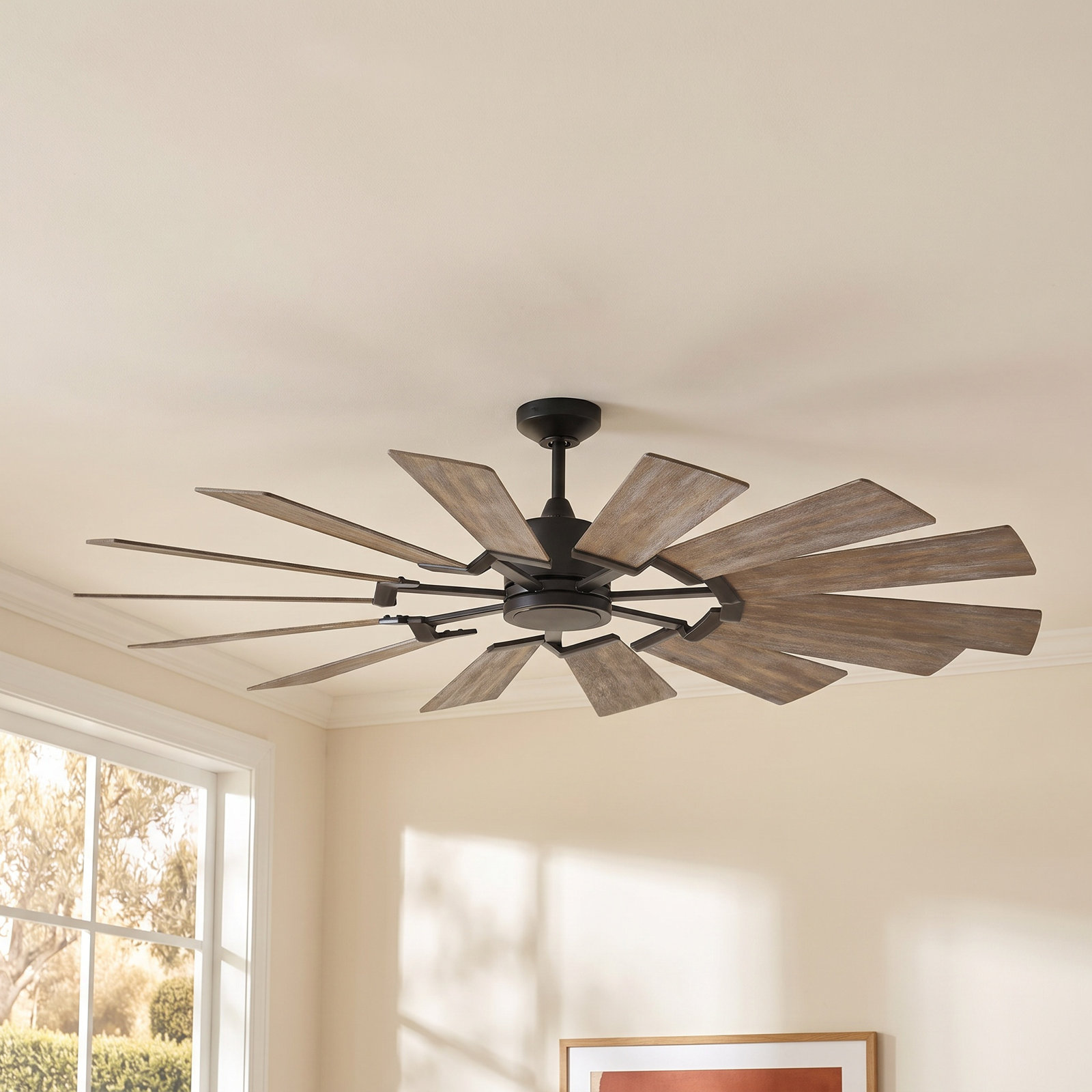 Elainea Ceiling Fan with LED Light Kit, Aged Pewter with Light Grey Weathered Oak Blades, 62 inches