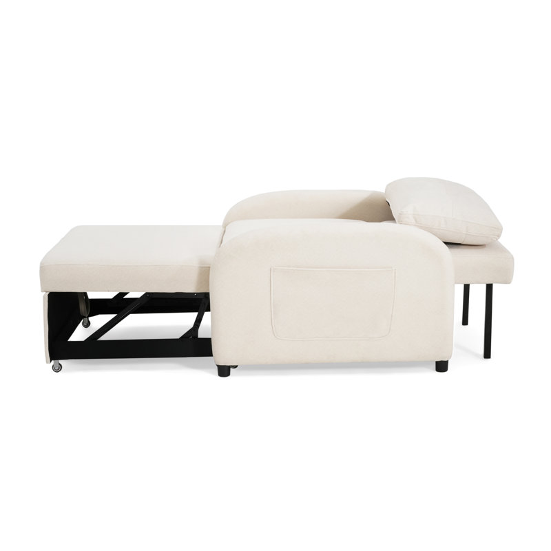 Canapé-lit Clayman, Lin de coton beige