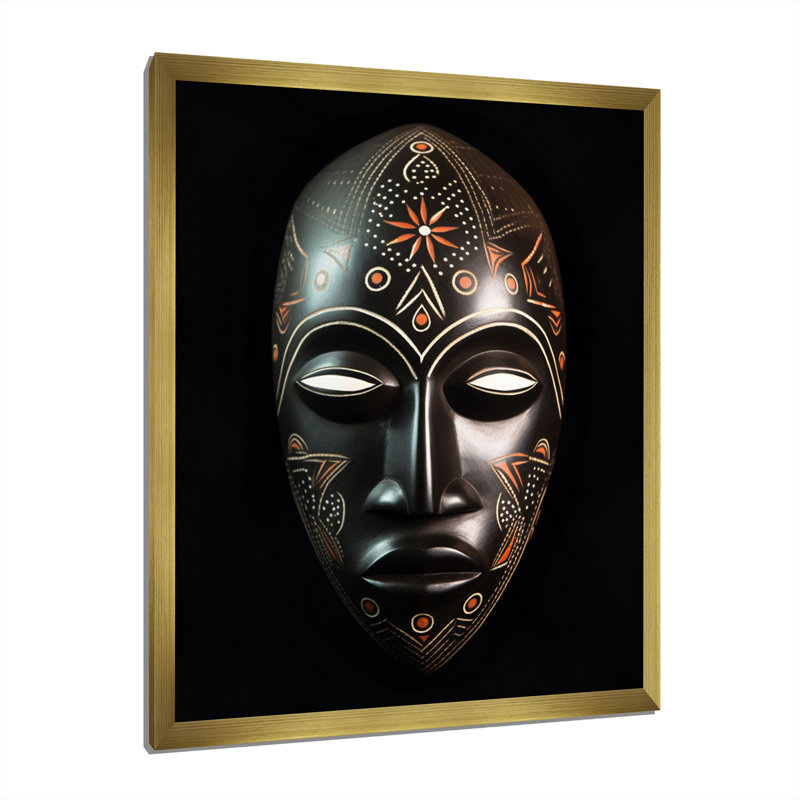 Masque africain Ethnical Traditional, Cadre doré à une seule photo, H 32 po x l 24 po x P 1 po