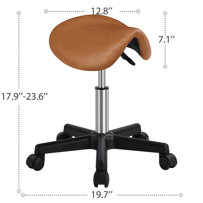 Tabouret de laboratoire ergonomique à hauteur réglable Krail avec roulettes / roues amovibles, Brun