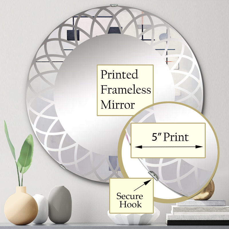 Millais - Miroir mural moderne rond, 24 po x 24 po