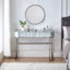 Meuble-lavabo à miroir 39 po avec base en acier inoxydable, coiffeuse à miroir avec 2 tiroirs, bureau polyvalent pour la chambre à coucher et le bureau-1048733610