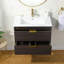 Meuble-lavabo mural moderne 30 po grain de bois brun