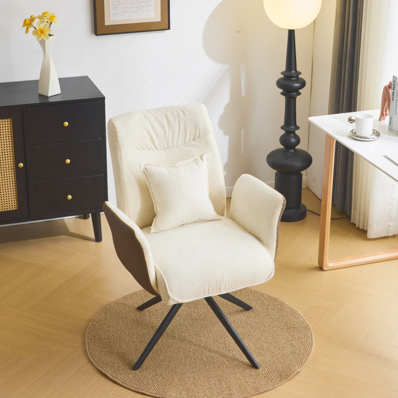 Chaise de bureau pivotante en queue d'aronde 28,3 po Chenille, Blanc