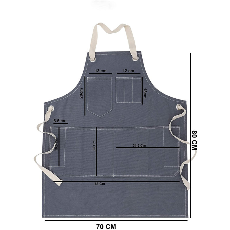 Solid Colour Cotton Apron Sets, Grey