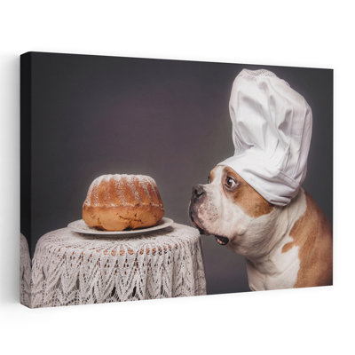Curious Chef Dog Contemporary Dog Portrait Wall Art Print
