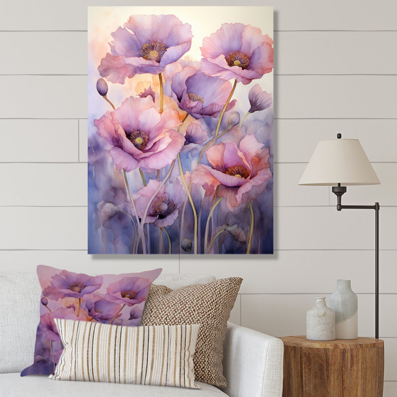 Voile violet - Délicat coquelicots Moment II, Cadre photo argenté, 32" H x 16" W