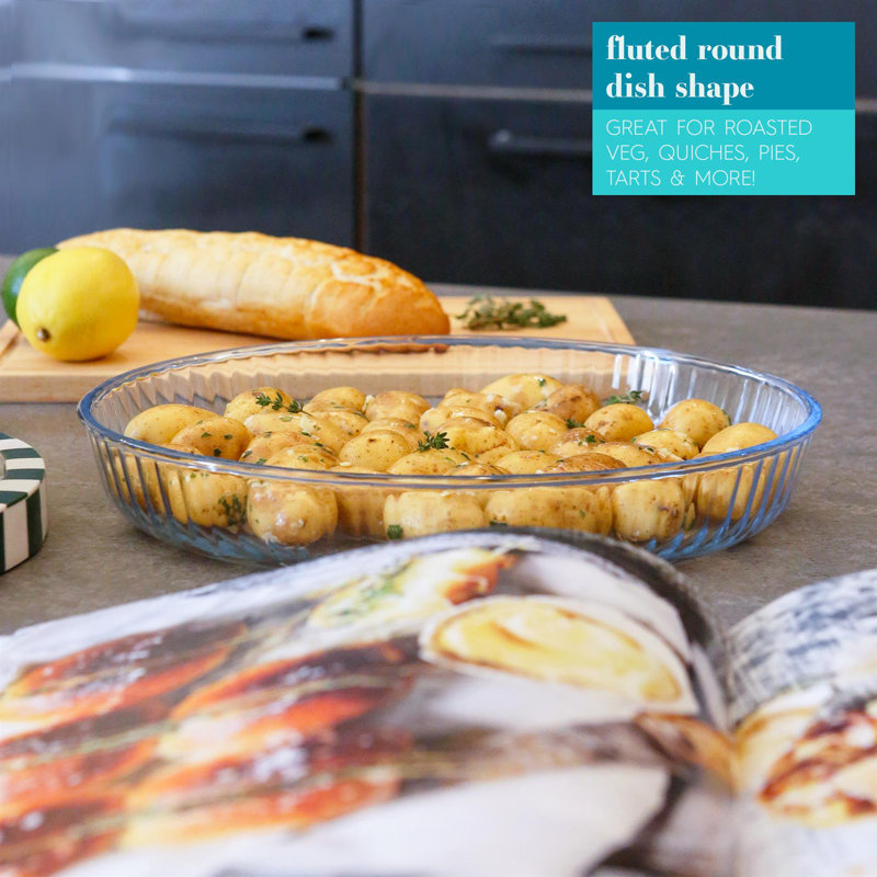 Argon Tableware - Optical Round Glass Oven Baking Dish, 32cm x 32cm