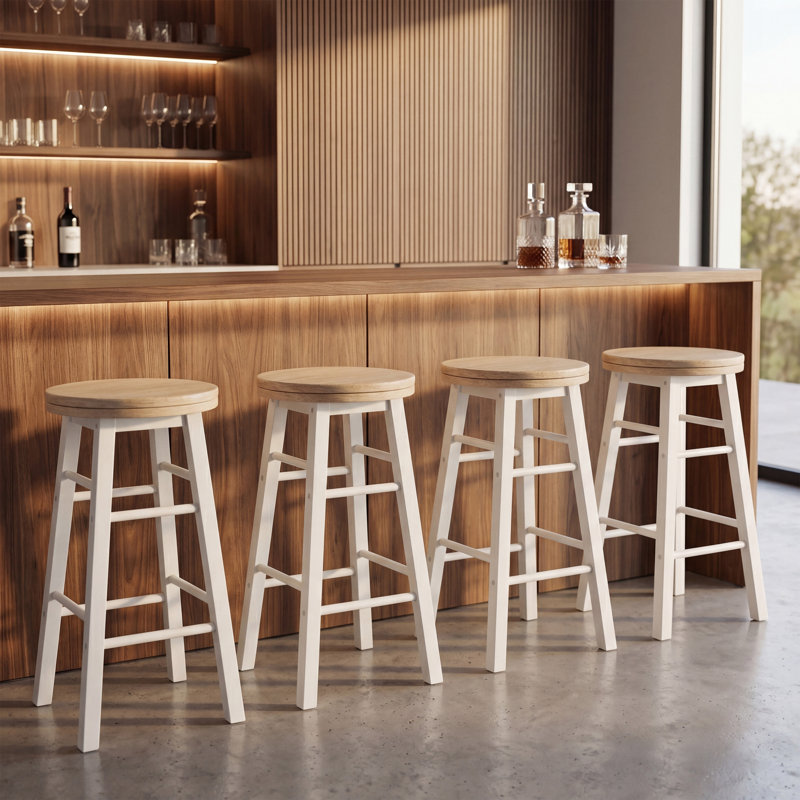 Swivel Bar Stool, White / White