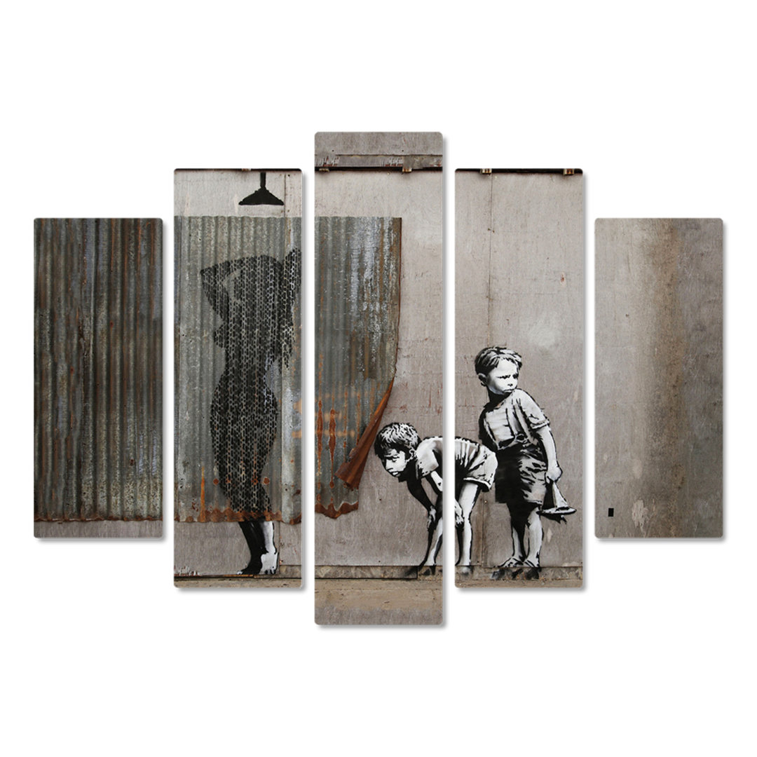 5-tlg. Kunstdruck-Set Woman Shower von Banksy