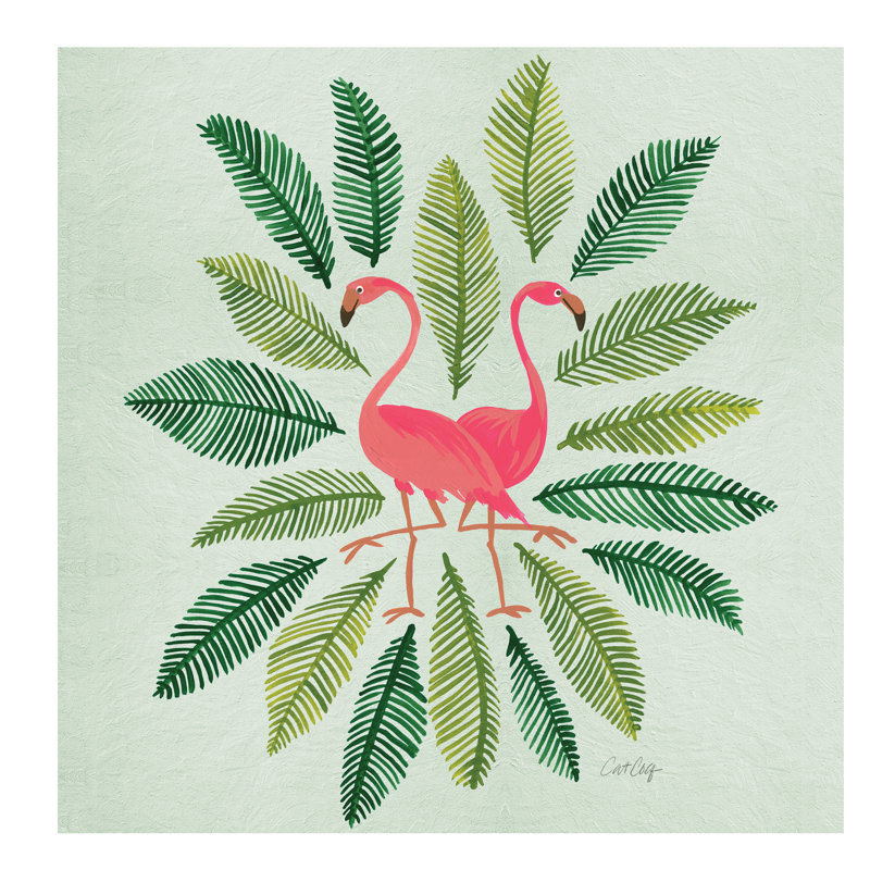 Flamingos Green by Cat Coquillette - Print on Canvas, 93.98 cm H x 93.98 cm W x 1.91 cm D, Wrapped Canvas
