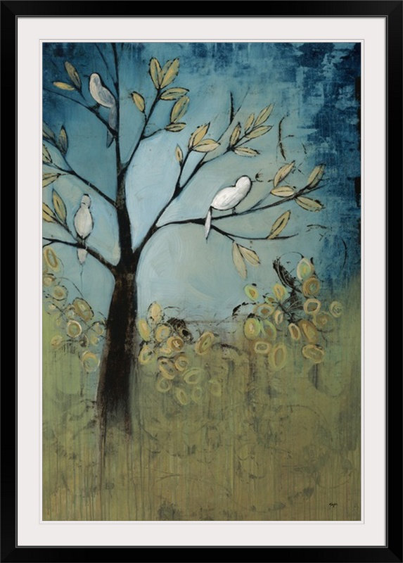 «First Leaves of Spring», reproduction d'art Anihya, Cadre noir, H 26 po x l 20 po x P 1 po