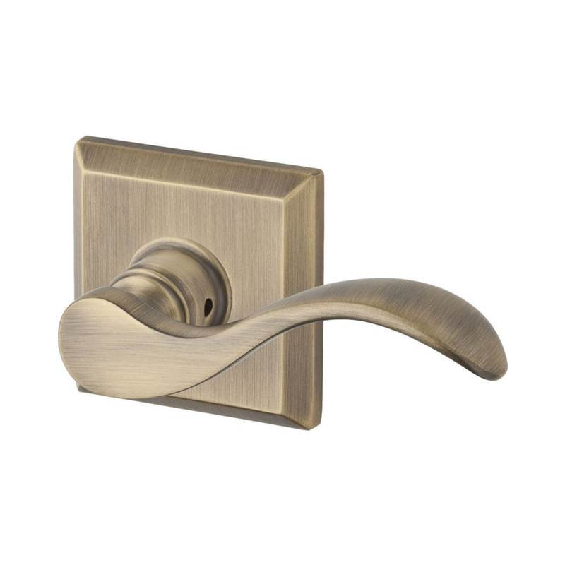 Curve Single Dummy Door Lever with Traditional Square Rose, Polished Nickel, Right