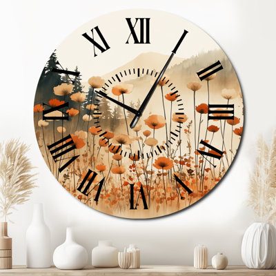 Horloge murale ferme en métal orange Meadow Horizon