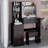 37" Middle Size Left Bedside Cabinet Vanity Table + Cushioned Stool, Extra Large Right Sliding Mirror, Multi Layer High Capacity Storage, Practical Fashionable Dresser, Suitable For Middle Space-1456487379