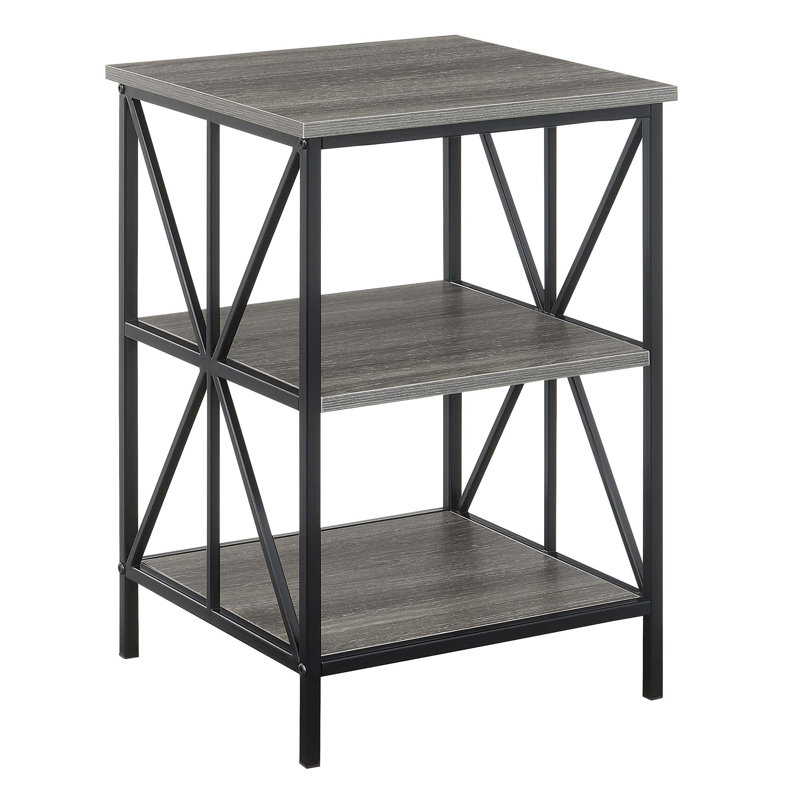 Jaisen End Table, Weathered Gray Top/Black Base