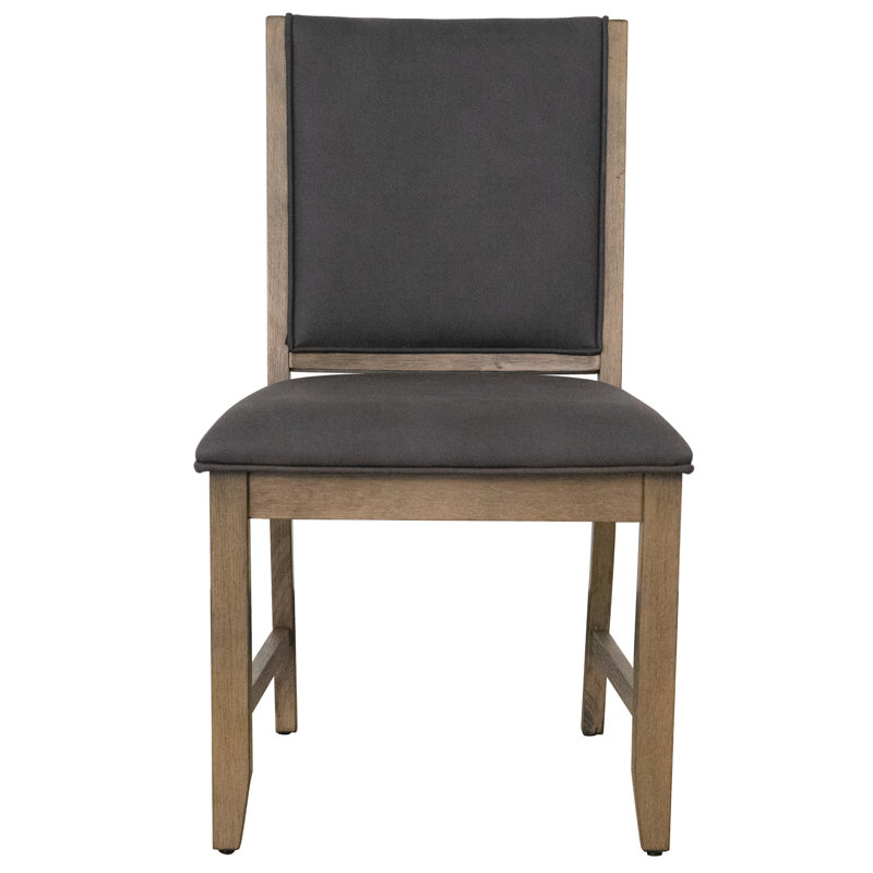 Saunders Gray Upholstered Parsons Side Chair with Acacia Wood Frame
