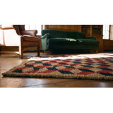 Antique Allover Geometric Wool & Cotton Hooked - Loop Pile Multicolor Jewel Tones 1925 Rug