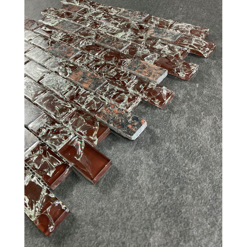 1" x 2"  Granite Mosaic Wall Tile, Tan/Brown/Red