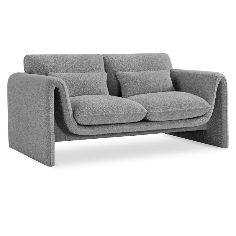 Causeuse 64 po, Tissu gris bouclé