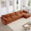Canapé modulaire en L 4 places, canapé 4 places avec 1 repose-pieds mobile, accoudoirs en forme de croissant et coussins de dossier et d'accoudoirs enveloppants, chenille-210818524