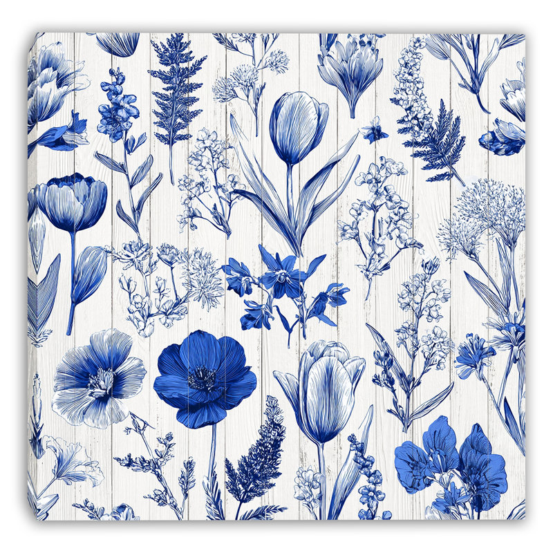«Blue Botanical Study», art mural sur toile tendue, H 30 po x l 30 po x P 1,5 po