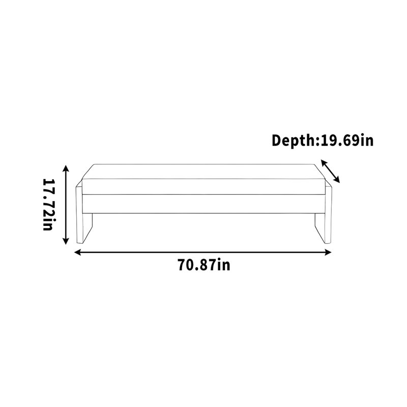 Banc simple pour vêtements, H 17,72 po x l 70,87 po x P 19,69 po