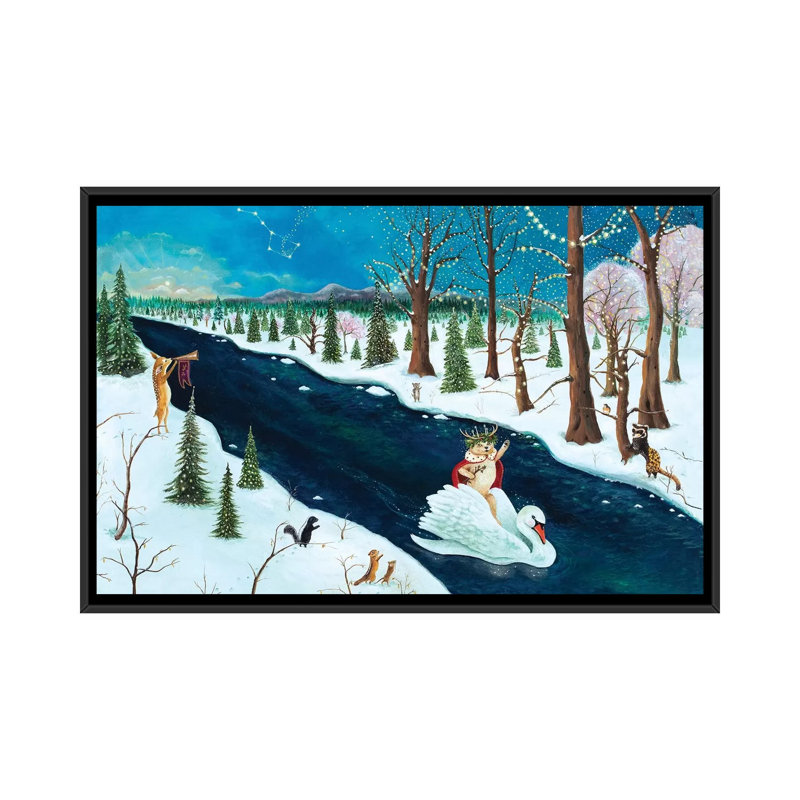 Reproduction d’art « the Holly Bear prince » par Jahn Vashti, Black Framed, Pas de tapis, H 26 po x l 40 po x 1,5 po